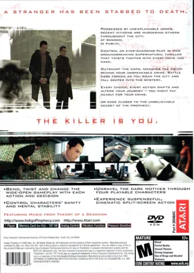 Indigo Prophecy box cover back